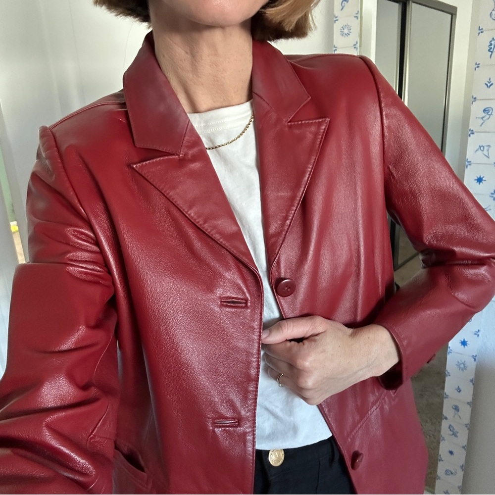 Vintage Red Leather Jacket - Picture 4 of 9